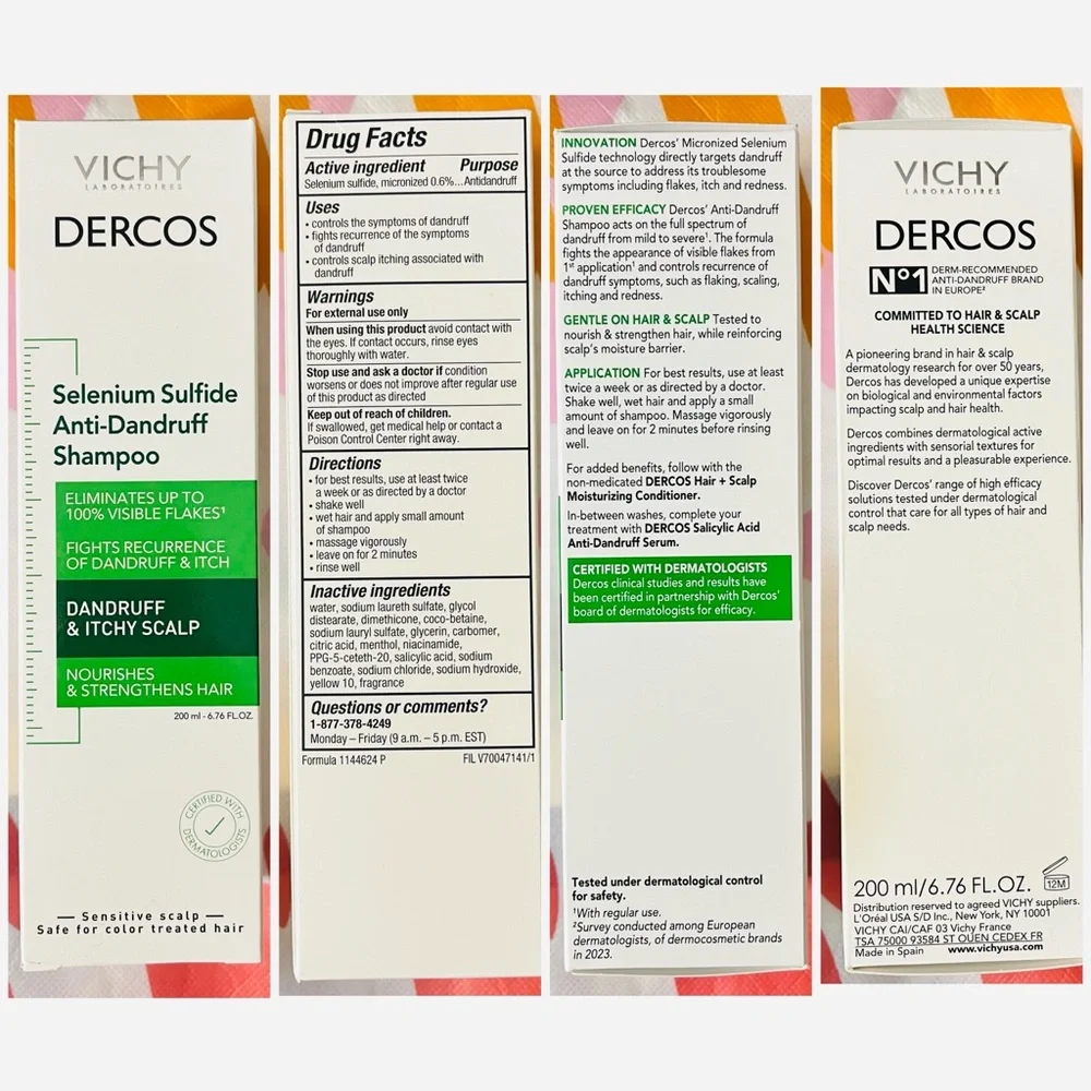 NEW Vichy Dercos Anti-Dandruff Shampoo 200ml / 6.76fl.OZ.